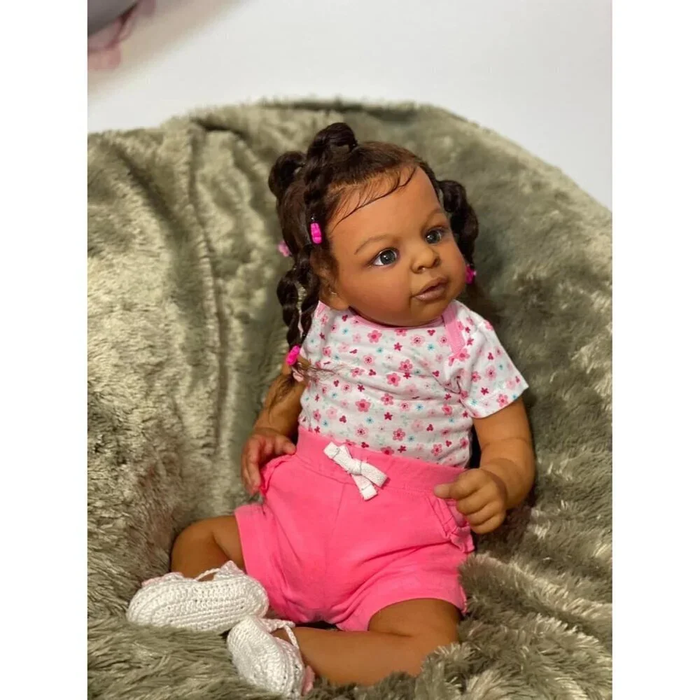 🆕23inch Soft Cloth Body  African American Poseable Limbs Jaylan Reborn Baby